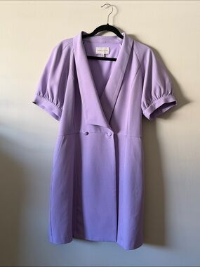 Adelyn Rae Lavender Shift Dress with Puff Sleeves